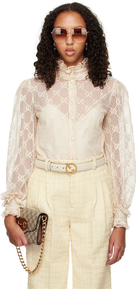 gucci inspired white blouse|Gucci shirt transparent.